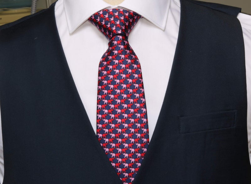 WITZROYS 100% Silk Ties for Men Handmade Neckties with Elephants Printed+Gift box - Image 3